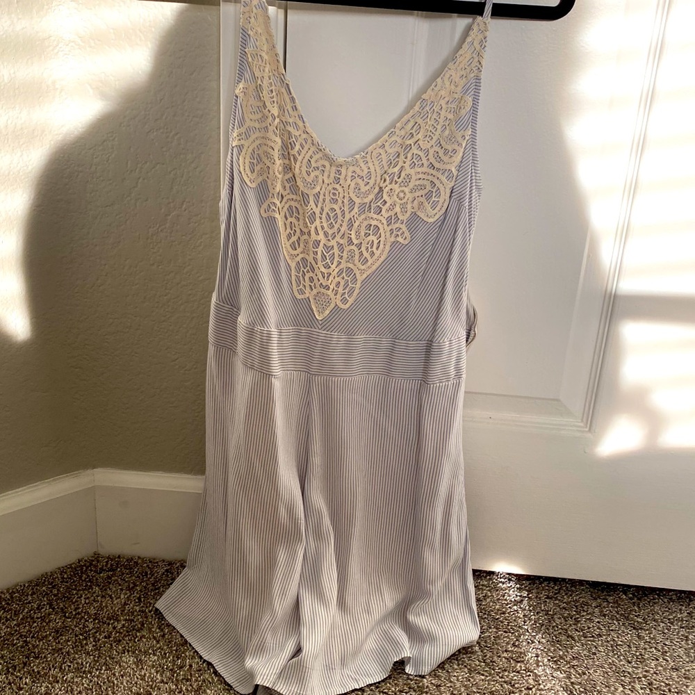 Target Xhilaration Cream Lace-Trim Striped Romper